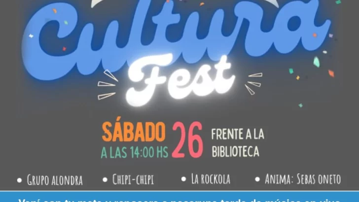 Serodino tendrá su Cultura Fest una tarde llena de música en vivo y diversión