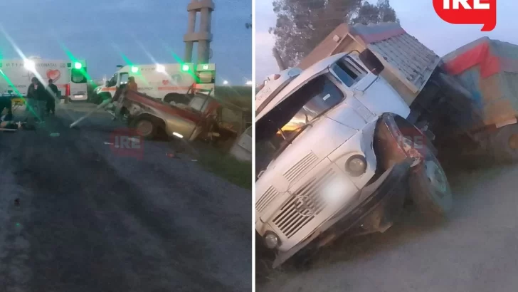 Cuatro hombres heridos tras un fuerte accidente entre un camión y una camioneta