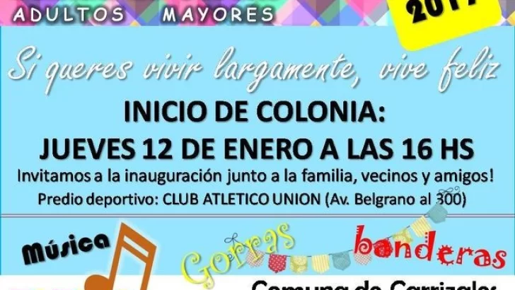 Este jueves se inaugurará la Colonia de Verano para Adultos