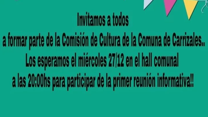 Carrizales: Invitan a formar parte de la Comisión de Cultura