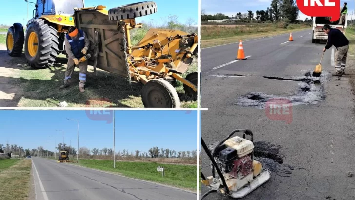 Precaución: Vialidad Nacional realiza tareas de bacheo y corte de pasto en ruta 11