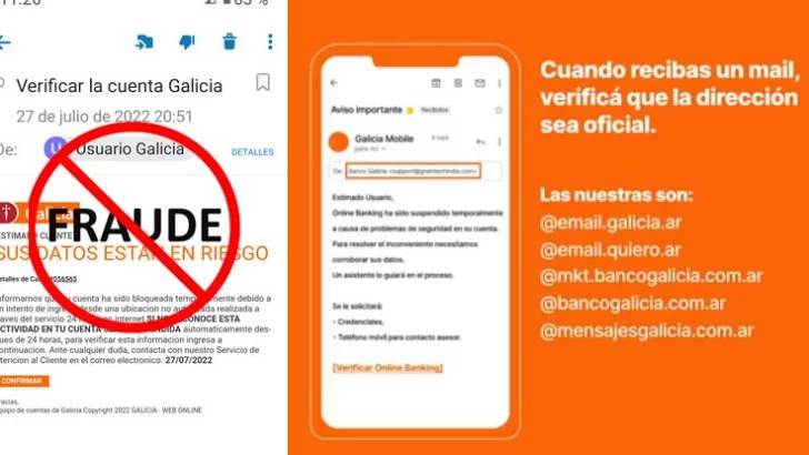 Se hicieron pasar por Banco Galicia para intentar estafar a un oliverense: Piden estar alerta