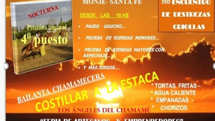 Tres lunas de destrezas criollas y chamamé en Monje