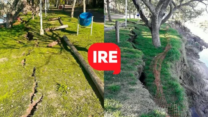 Volvió a ceder otro tramo de la barranca a la vera del canal en La Boca