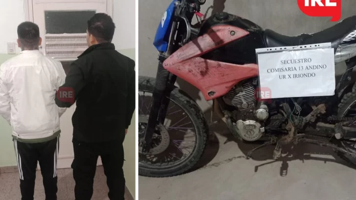 Detuvieron a dos vecinos de Andino con una moto robada y uno quedó imputado por encubrimiento