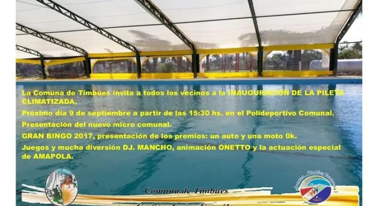 Gran inaguración de la pileta climatizada en Timbues