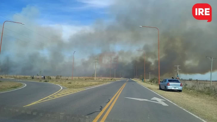 Feroz incendio en Serodino: Varios cuarteles de la región trabajan en el lugar