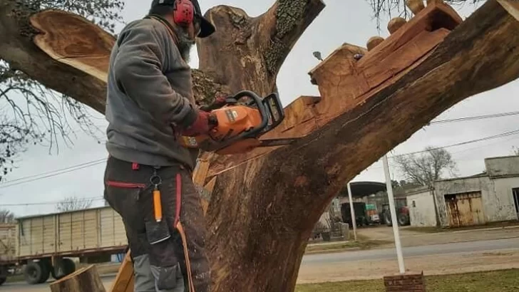 Un destacado artista crea una escultura parlante en el bulevar de Serodino