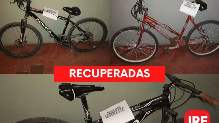 La policía recuperó tres bicicletas robadas en este fin de semana en Oliveros