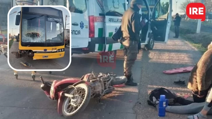 Dos jóvenes heridos tras un choque entre una moto y un colectivo en Timbúes