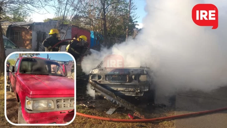 Un auto ardió en llamas y una camioneta sufrió daños: Se investiga un incendio intencional