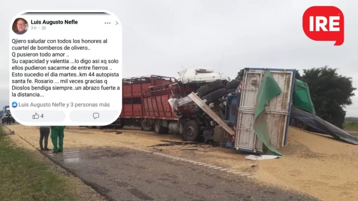 “Mil veces gracias”: Uno de los camioneros atrapados felicitó a bomberos