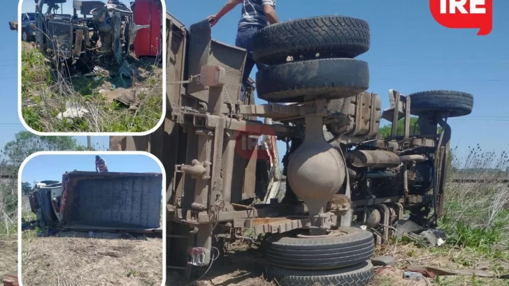 Un camionero de Gaboto resultó herido tras volcar entre Maciel y Oliveros