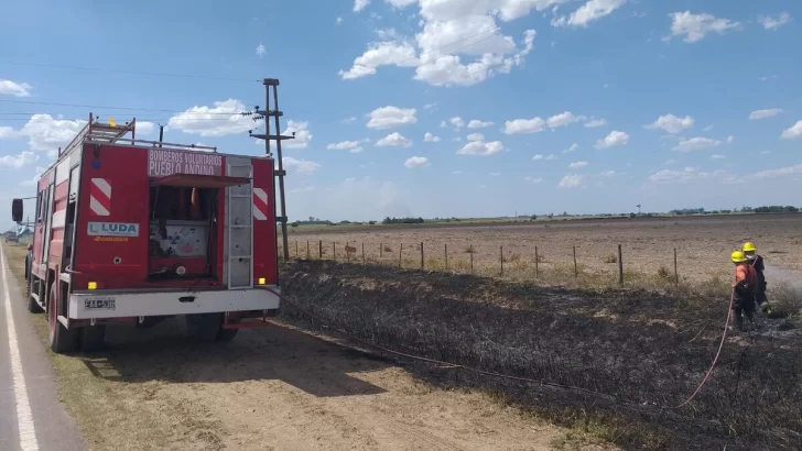 Un desperfecto en el tendido eléctrico provocó un incendio a la vera de la Ruta 10