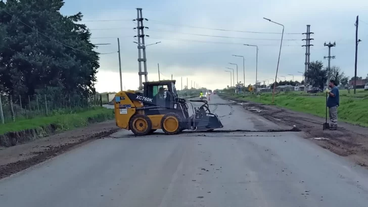 Vialidad Nacional reactivó los trabajos esta mañana en la 11 entre Timbúes y La Ribera