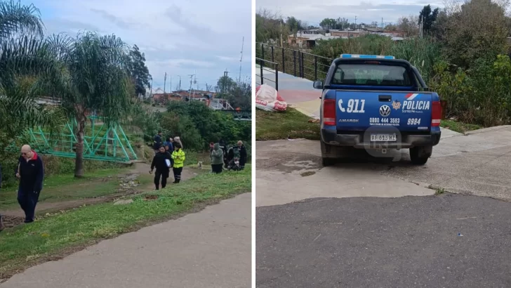 Puerto San Martín: Una mujer se cayó al arroyo al intentar cruzar en moto una pasarela peatonal