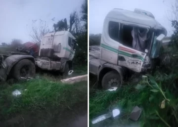 Fuerte choque con despiste entre dos camiones sobre ruta 91