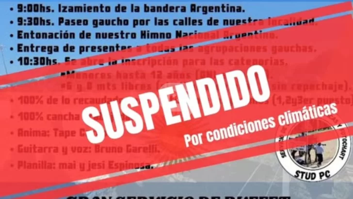 Monje suspendió la destreza criolla por mal clima