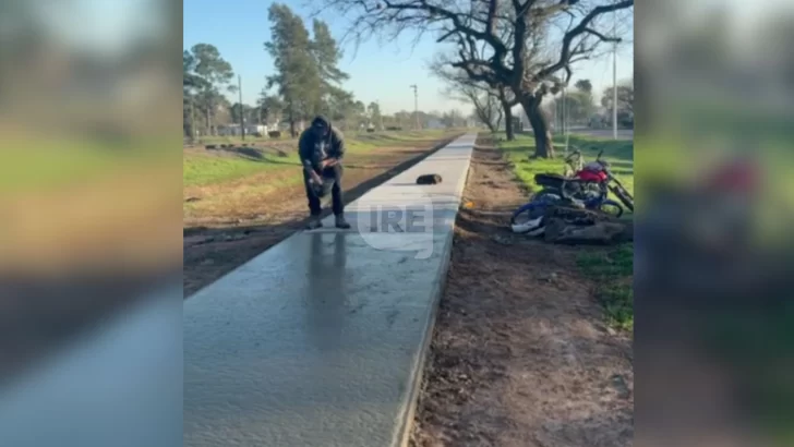 Oliveros ya lleva construidos 600 metros de la nueva senda peatonal paralela a ruta 11