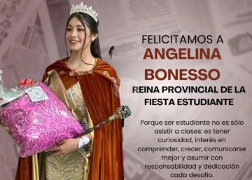 Orgullo de Monje: Angelina Bonesso, Reina Provincial de la Fiesta del Estudiante