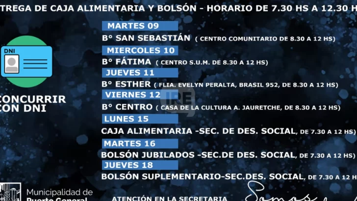 Puerto San Martín: Cómo será la entrega de bolsones y cajas alimentarias este mes