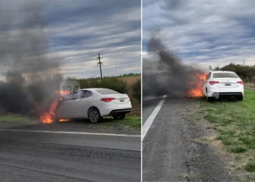 Monje: Un auto se incendió en plena autopista y su conductor resultó ileso