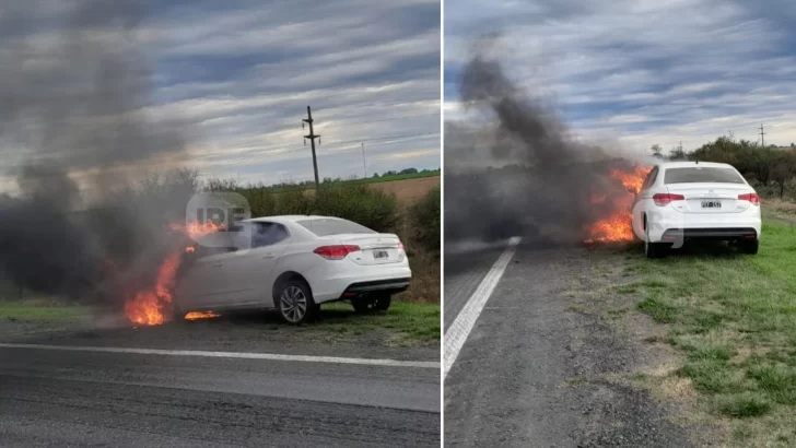 Monje: Un auto se incendió en plena autopista y su conductor resultó ileso