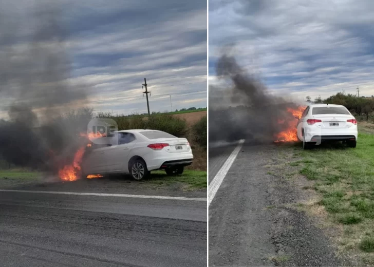 Monje: Un auto se incendió en plena autopista y su conductor resultó ileso