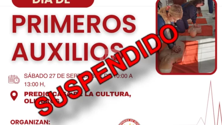 Suspenden por mal clima la jornada del “Día de Primeros Auxilios” en Oliveros