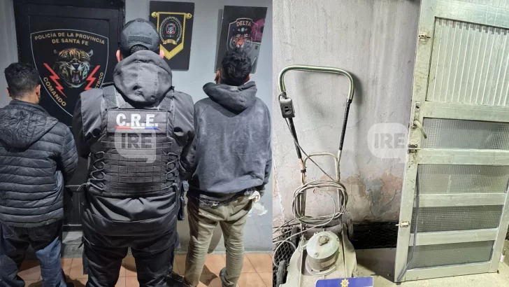 Detuvieron a dos hombres en San Lorenzo con una puerta y una cortadora de césped