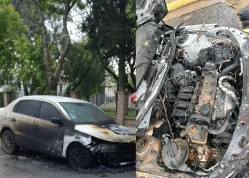 Un vehículo se prendió fuego frente a una escuela en Timbúes y las pérdidas fueron totales