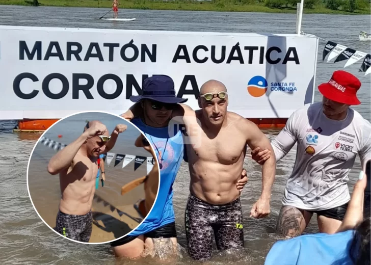 Entre más de 200 nadadores, Bruno Lemaire se sube al podio en la Maratón Acuática Santa Fe–Coronda