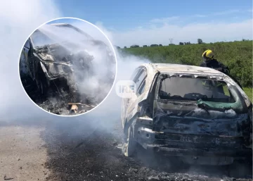 Incendio de un auto en la autopista a la altura de Oliveros: Viajaban jóvenes de San Lorenzo y Capitán Bermúdez