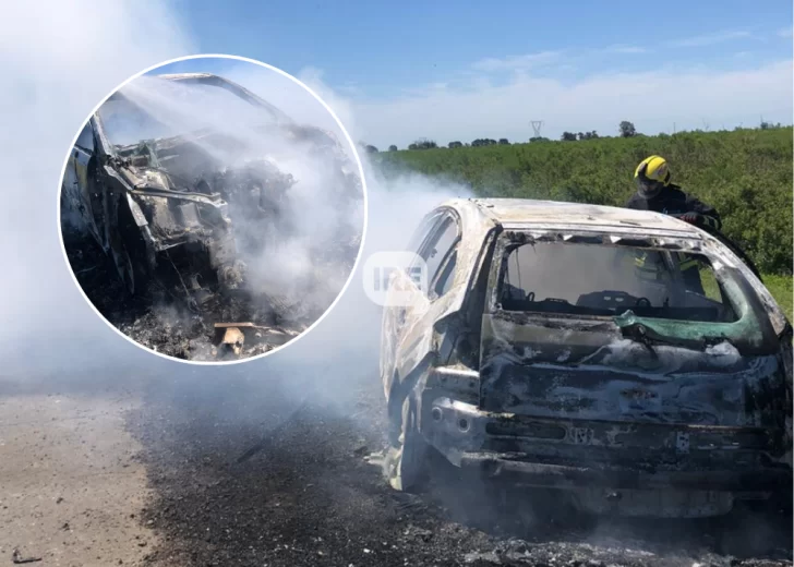 Incendio de un auto en la autopista a la altura de Oliveros: Viajaban jóvenes de San Lorenzo y Capitán Bermúdez Incendio de un auto en la autopista a la altura de Oliveros: Viajaban jóvenes de San Lorenzo y Capitán Bermúdez