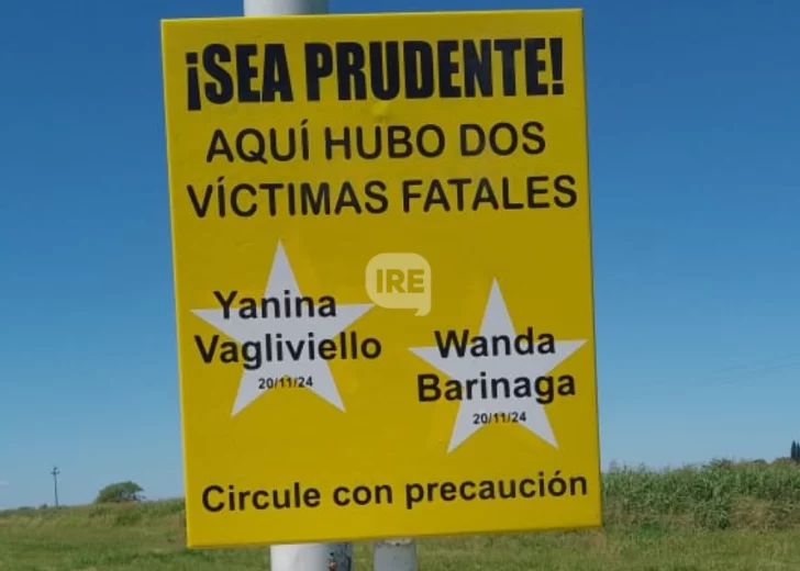 Memoria sobre el asfalto: Pintaron estrellas amarillas por Yanina y Wanda en la Ruta 11