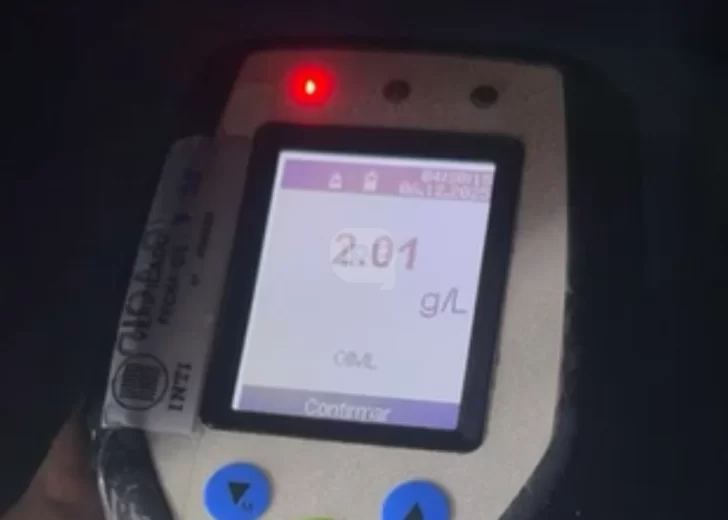 Peligro al volante: Dio 2,01 g/l en un control de alcoholemia en Roldán