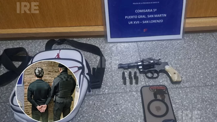 Un joven de 19 años fue detenido con un revólver cargado y seis cartuchos en Puerto San Martín Un joven de 19 años fue detenido con un revólver cargado y seis cartuchos en Puerto San Martín