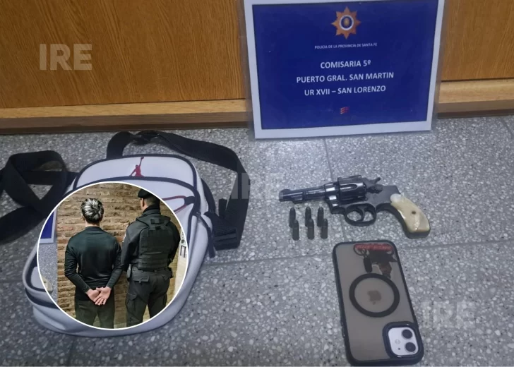Un joven de 19 años fue detenido con un revólver cargado y seis cartuchos en Puerto San Martín Un joven de 19 años fue detenido con un revólver cargado y seis cartuchos en Puerto San Martín